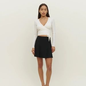Reformation Flounce Mini Skirt Black